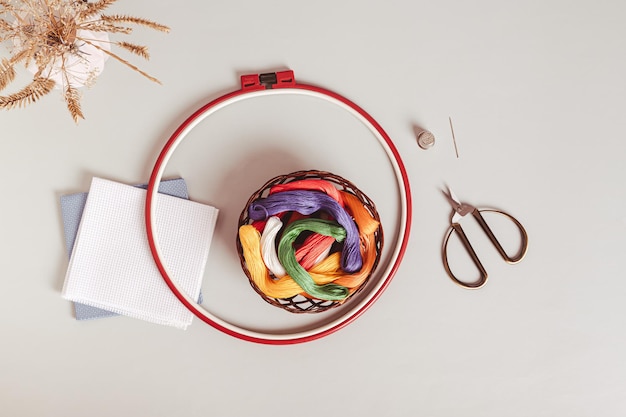 Набор для вышивки в руках